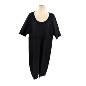 Marina Rinaldi Black Textured Knit Midi Dress Stretch Plus Size XL 20 Italy